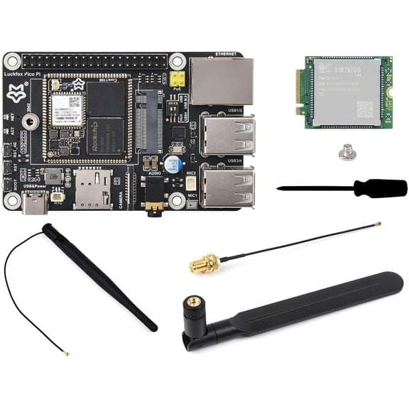 Luckfox Pico Pi Linux Micro Dev Board, Core1106, 8GB eMMC, Intelligent Encoding Support, Built-in ISP3.2, Up to 5MP Image Processing, with 4G Module and Wireless, RV1106G3