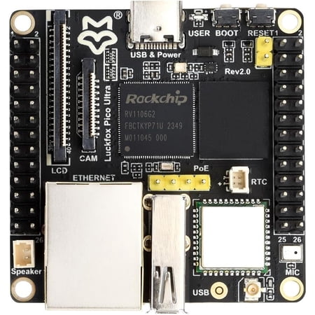 Luckfox Pico Ultra RV1106 Linux Micro Development Board, Integrates ARM Cortex-A7/RISC-V MCU/NPU/ISP Processors, with Wireless, Includes a 480X480 4inch Touch Display