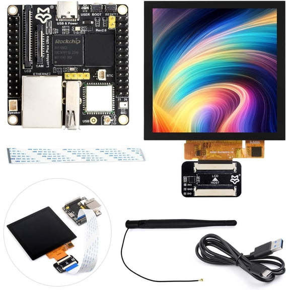 Luckfox Pico Ultra RV1106 Linux Micro Development Board, Integrates ARM Cortex-A7/RISC-V MCU/NPU/ISP Processors, with Wireless, Includes a 720X720 4inch Touch Display
