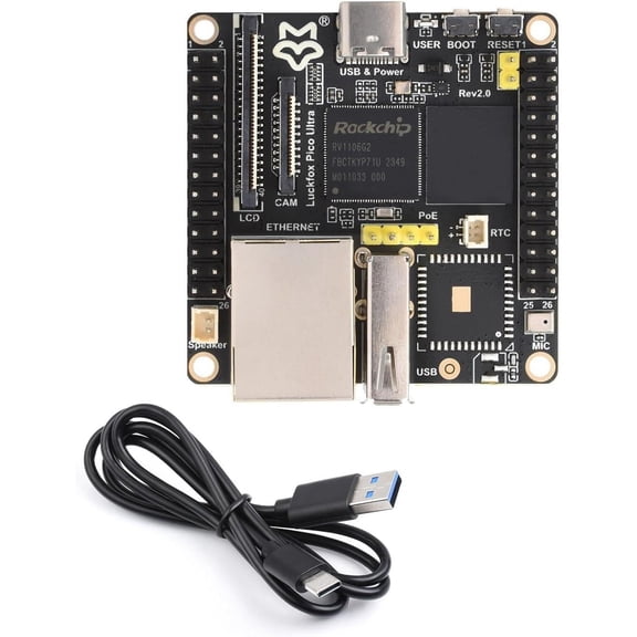 Luckfox Pico Ultra RV1106 Linux Micro Development Board, Integrates ARM Cortex-A7/RISC-V MCU/NPU/ISP Processors, Without Wireless, Board Only