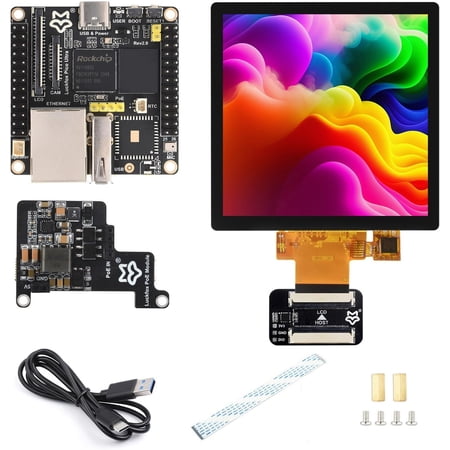 Luckfox Pico Ultra RV1106 Linux Micro Development Board, Integrates ARM Cortex-A7/RISC-V MCU/NPU/ISP Processors, Without Wireless, Includes PoE Module and 480X480 4inch Touch Display