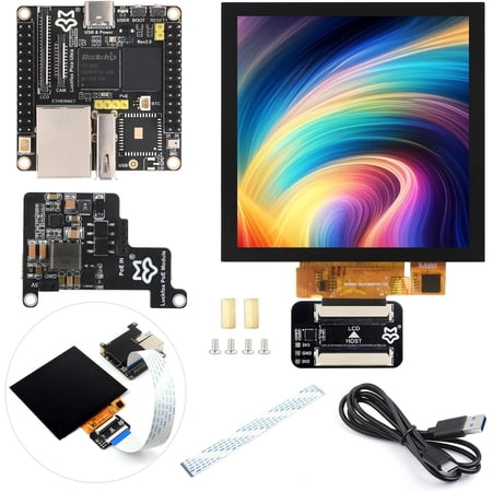 Luckfox Pico Ultra RV1106 Linux Micro Development Board, Integrates ARM Cortex-A7/RISC-V MCU/NPU/ISP Processors, Without Wireless, Includes PoE Module and 720X720 4inch Touch Display