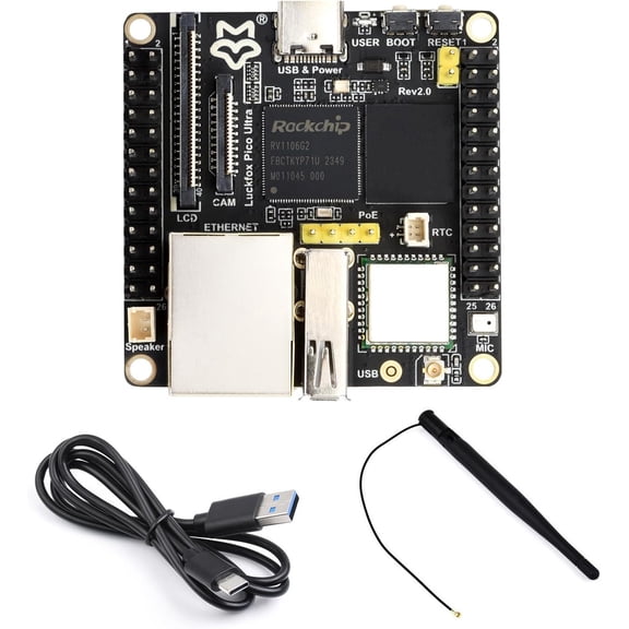 Luckfox Pico Ultra RV1106 Linux Micro Development Board, Integrates ARM Cortex-A7/RISC-V MCU/NPU/ISP Processors, with Wireless, Board Only