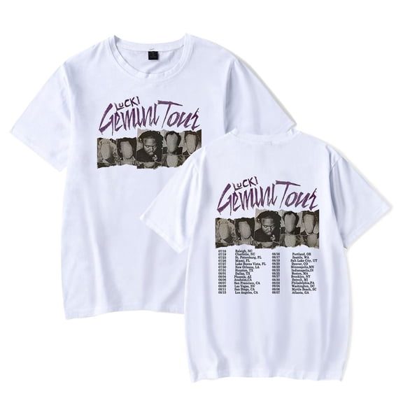 Lucki Gemini Tour T-Shirt Merch Women/Men Unisex Summer Hiphop Casual O-neck Short Sleeve Tshirt Streetwear