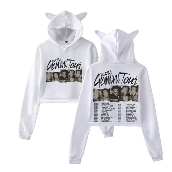 Lucki Merch Cat Cropped Hoodies Gemini Tour Unisex long sleeves Sweet Streetwear