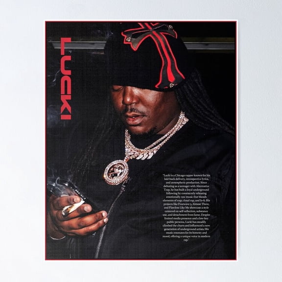Lucki Underground Rap Hip Hop Musician Album Aesthetic Tracklist Music Wall Art, Unframed Canvas