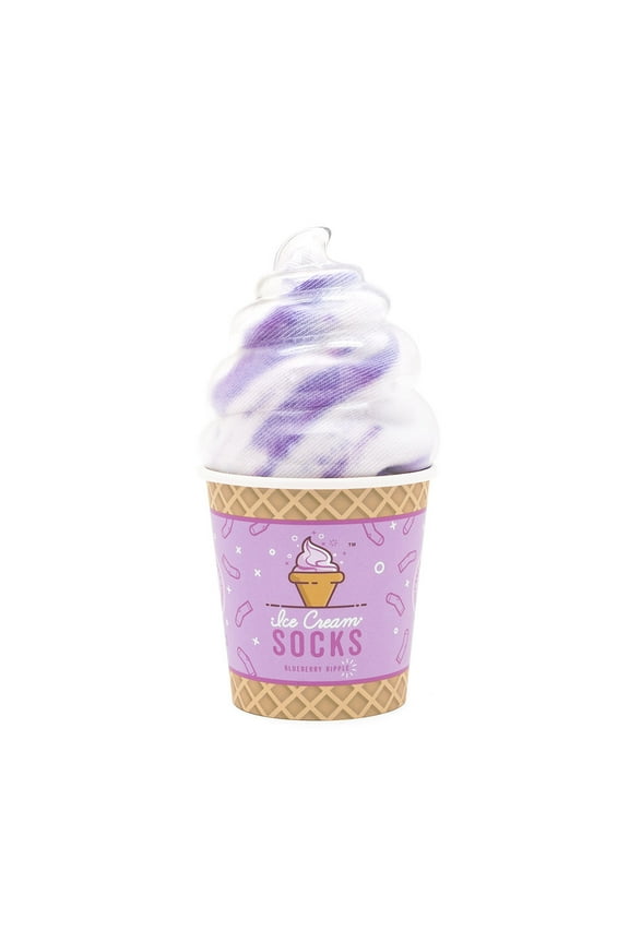 Ice Cream Socks | Novelty Socks For Women With Fun Print | Funky Cotton Womens Socks | Gifts For Women | 1 Size Funny Socks For Women | Ankle Fit Crazy Socks - Blueberry Ripple