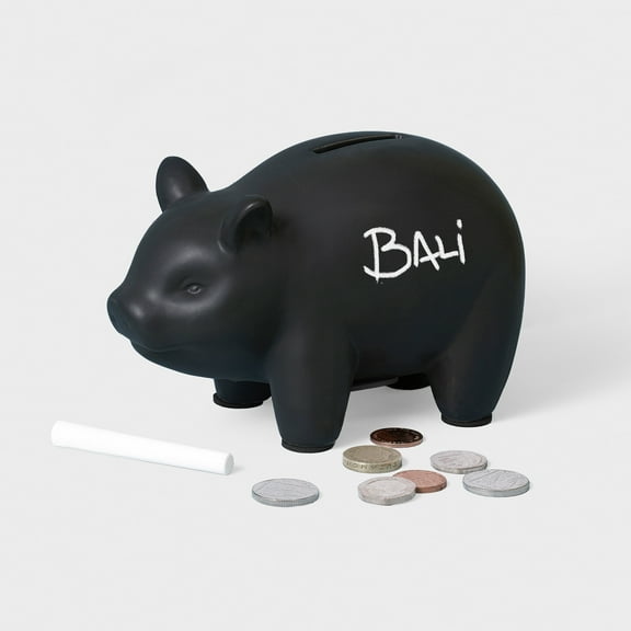 Luckies of London Piggy Bank For Adults | Chalk Board Piggy Bank & Money Box | Coin Jar Desk Accessories Or Black Board Piggy Bank For Kids | Funny Gifts For Men & Women | Money Bank Pig Gifts | Black