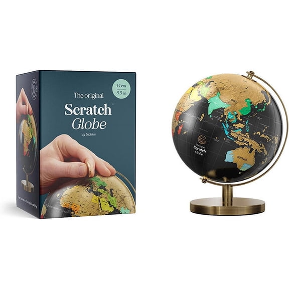 Luckies of London Scratch Off Map Globe | Scratch Map Of The World | World Globe Decor | World Globes For Adults | Scratch The World Map To Mark Travels | Office Desk Decor & Decorative Globe | Small