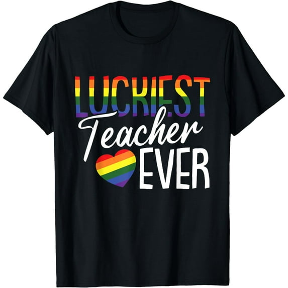Luckiest Teacher Ever LGBT-Q Asexual Pride Ace Flag Teaching T-Shirt