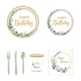 thumbnail image 1 of Luckky 140 Pcs Party Plates Supplies,Greenery Eucalyptus Happy Birthday Paper Plates and Napkins,Disposable Tableware Plates,Cups,Napkins for Party Plates,Baby Shower, Bridal Shower,Serve 20, 1 of 7