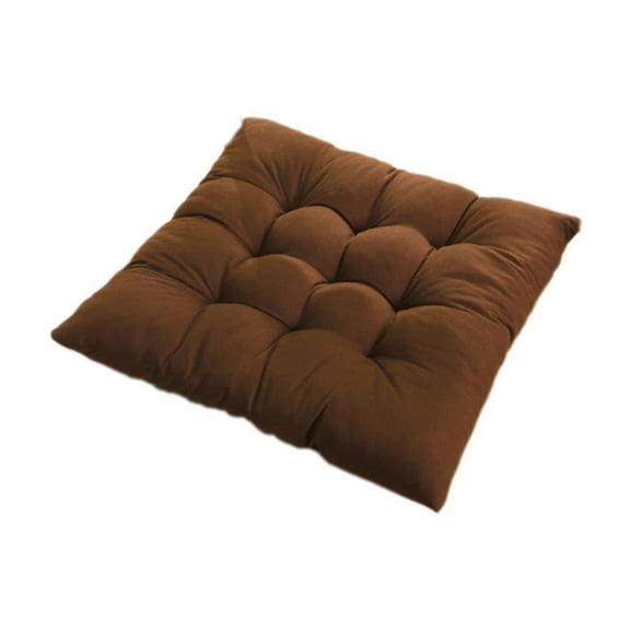 Luckky 2 Pack Square Seat Cushion Chair Pads for Kitchen Dining Chairs, Soft Comfort Velvet Chair Mat Pillow Cushions with Ties for Office Desk Living Room Tatami 15.7", Brown
