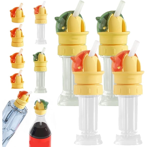 Luckky 4PC Reusable Beverage Water Bottle Straw Lid, 2 in 1 Design Straw Cap Portable, Water Bottle Spout Adapter,No Spill & BPA Free, Suitable for A Variety Of Bottle Mouths