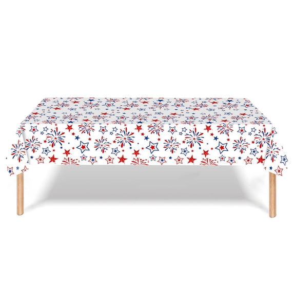 Luckky 4th of July Patriotic Decorative Rectangle Tablecloth Flag,USA National Rectangle Kitchen Table Cover Oblong Tablecloth for Dining Table Buffet Parties Patio Camping 53×107Inch