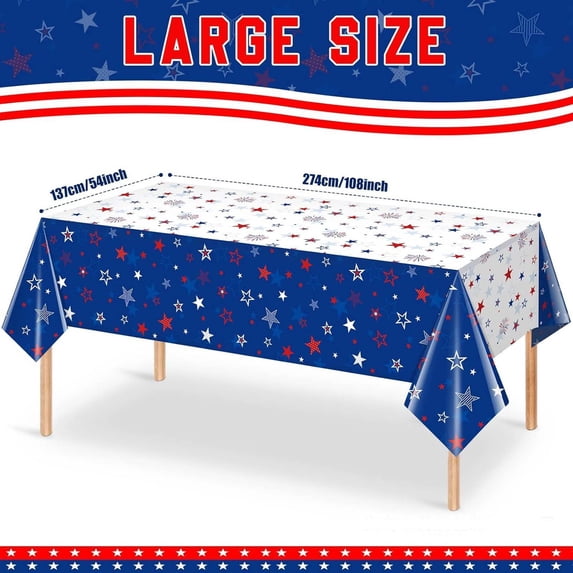 Luckky 4th of July Patriotic Decorative Rectangle Tablecloth Flag,USA National Rectangle Kitchen Table Cover Oblong Tablecloth for Dining Table Buffet Parties Patio Camping 53×107Inch