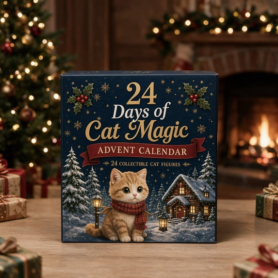 Luckky American Shorthair Cat Magic Advent Calendar 2026,24 Day Countdown with 2D Acrylic Cute Cat Themed Ornaments,Adorable Feline Blind Box Set for Cat Lovers Decor