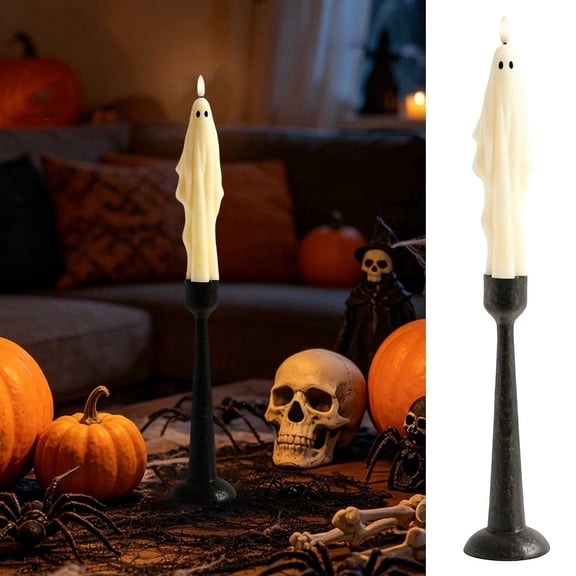 Luckky Black Floating Ghost Resin Taper Candle Holder,Gothic Spooky Phantom Candlestick for Halloween Table Mantel Home Party Decor