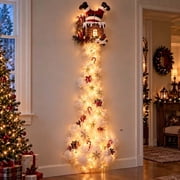 Luckky Christmas Magic Trail Wall Light,Stuck In Chimney Santa Lighted Wall Decor,Warm LED Glowing Snow Cloud Taper Trail,Funny Festive Indoor Christmas Wall Accent