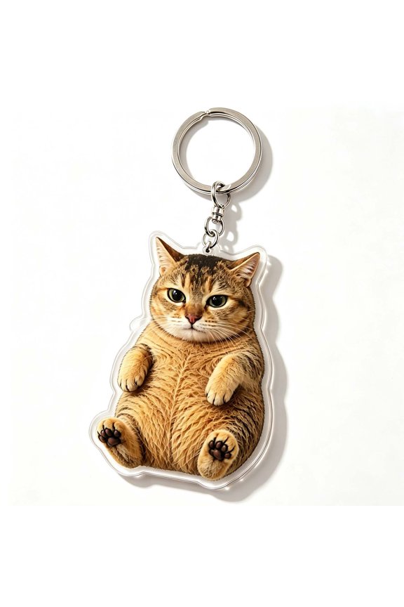 Cute Cat Acrylic Keychains, Double‑Sided Printed Kitty Key Rings with Lobster Clasp, Funny Pet Bag Charms for Keys, Backpacks, Purses & Car Decorations