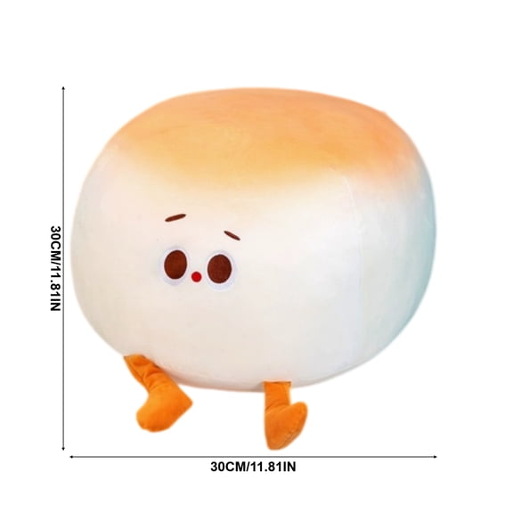 Luckky Cute Steamed Bun Shaped Plush Throw Pillow, 11.81 Inch Round Stuffed Buddy with Orange Feet and Arms, Cozy Companion for Bedroom Sofa Reading Nook, White