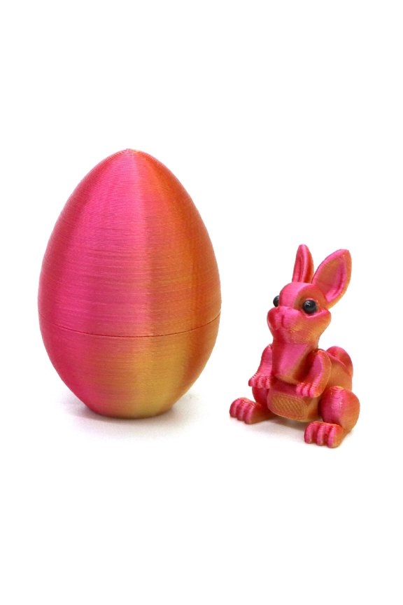 Easter 3D Printed Bunny Eggs, Colorful Rabbit Figurine Toys for Kids, Surprise Egg Party Favors, Holiday Decor Gifts