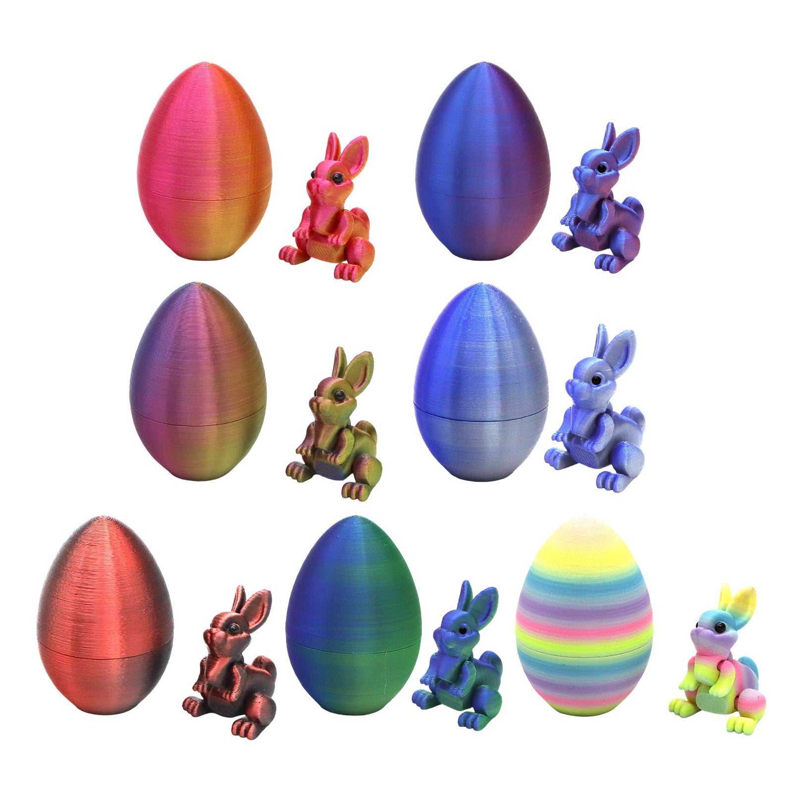 Luckky Easter Eggs, Colorful 3D Printed Bunny Eggs Fillers Toys, Suitable for Easter Basket Stuffers, Party Favors, Kids Gifts, Egg Hunts and Desktop Decor ()