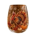 thumbnail image 1 of Luckky Fall Harvest Stemless Wine Glass, Highland Cow Printed Drinking Cup with Sunflower, Turkey & Scarecrow Patterns, Thanksgiving Decorative Glassware for Home Party Table & Holiday Gift, 1 of 7