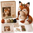 thumbnail image 1 of Luckky Fantasy Animal Earflap Hood Hat DIY Crochet Kit Complete Knitting Set for Beginner with Yarn Hooks Needles Patterns, 1 of 7