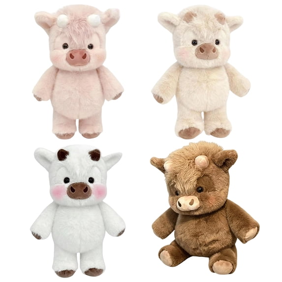 Luckky Fluffy Highland Cow Plush Plaything,Soft Furry Stuffed Running Cow Animal Doll,for Stress Relief and Emotional Comfort,Fluffy Companion Plaything for Adults Alike