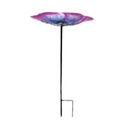 Luckky Glass Bird Baths for Outdoors, Stick into Ground Small Bird Feeder, Outdoor Bird Baths for Bird Lovers, Cute Bird Feeder Tray for Garden Decoration 7.6   19.7 in