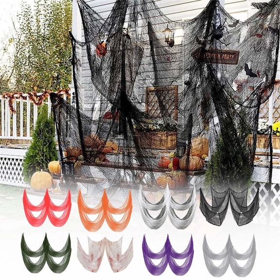 Luckky Halloween Creepy Gauze Decoration,Spooky Torn Ragged Cloth for Haunted House Bar Party Wall Window Decor,Horror Stretchable Scary Fabric for Ghost Room Indoor Scene Layout Decorations