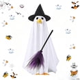 thumbnail image 1 of Luckky Halloween Ghost Outfit for 23 Inch Goose Statue,Spooky Porch Goose Costume with Witch Hat & Pumpkin Bucket,Reusable Outdoor Lawn Garden Decor, 1 of 5