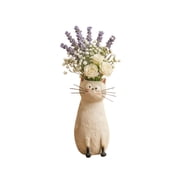 Luckky Handcrafted Quirky Resin Cat Vase,Whimsical Kitty Planter for Small Flowers,Boho Style Desk Shelf Decor Ornament,Unique Gift for Cat Lovers