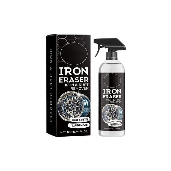 Luckky Iron Eraser Rust Remover Spray,120ML Iron Powder Remover Spray for Car Wheels and Paint Fast Acting Rust and Brake Dust Remover,Professional Automotive Surface Cleaning