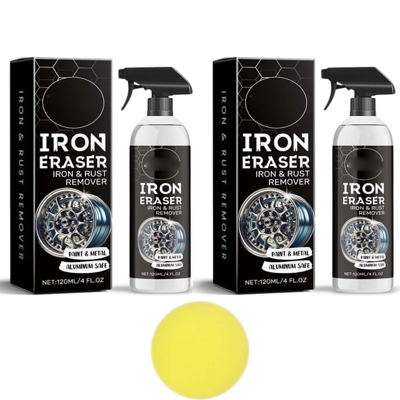 Luckky Iron Eraser Rust Remover Spray,120ML Iron Powder Remover Spray for Car Wheels and Paint Fast Acting Rust and Brake Dust Remover,Professional Automotive Surface Cleaning (2PCS)