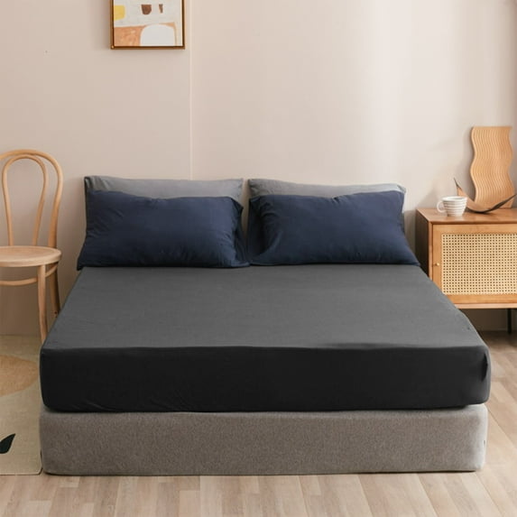 Luckky King Size Fitted Sheet Only with Full Elastic & Built in Corner Sheet Straps to Prevent Shifting - Soft & Breathable Brushed Microfiber Bottom Sheet, 70x60x11.8in, Gray