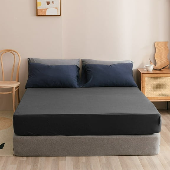 Luckky King Size Fitted Sheet Only with Full Elastic & Built in Corner Sheet Straps to Prevent Shifting - Soft & Breathable Brushed Microfiber Bottom Sheet, 70x60x11.8in, Gray