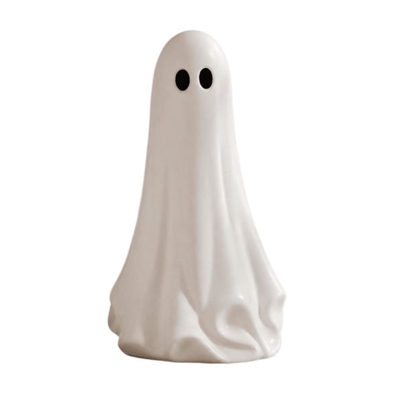 Luckky Large Resin Ghost Tabletop Decoration,Matte White Standing Ghost Tabletop Figurine,Gentle Whimsical Autumn Halloween Indoor Shelf,Mantel & Table Decor