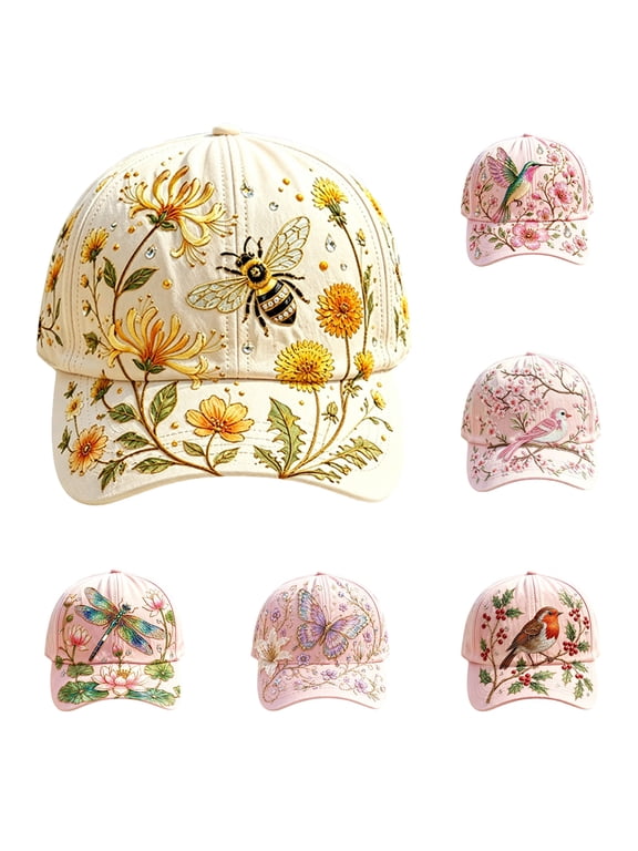 Limited Edition 2026 Garden Morning Baseball Cap,Botanical Bee Printed Baseball Cap,Lightweight Adjustable Casual Outdoor Sun Hat for Men & Women