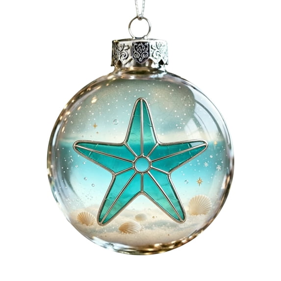 Luckky Marine Animal Christmas Ornaments, 2D Acrylic Sea Creature Hanging Decor for Christmas Trees, Festive Keepsake Gift for Home Christmas Party Decoration(Starfish)