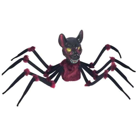 Luckky Motion Activated Crawling Spider Halloween Prop,Battery Powered Realistic Crawling Bat Head Spider Prop with Furry Legs,Outdoor Graveyard Haunted Yard Spooky Party Decoration