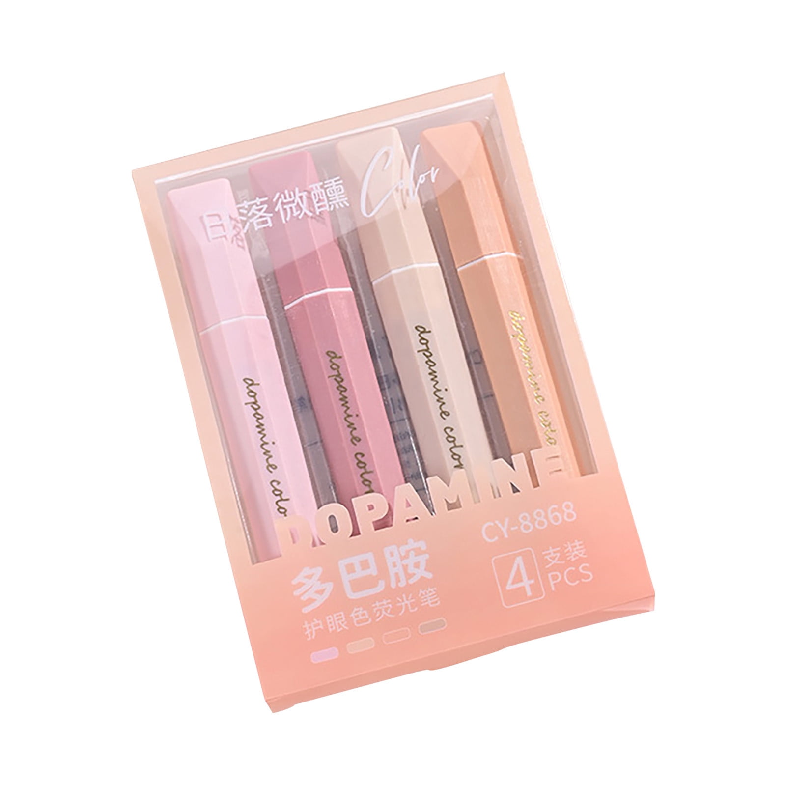 Luckky Pastel Highlighter,Set of 4 Pcs Cute Aesthetic Highlighters Assorted Colors,Chisel Tip,Metallic Highlighters for Journal Planner, Highlighting, Note-taking