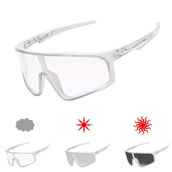 Luckky Photochromic Cycling Sunglasses,Square Full Rim Sports Riding Glasses,Light Changing Outdoor Eyewear with Protective Hard Case Set for Cycling,Running,Driving & Daily Use