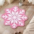 thumbnail image 1 of Luckky Pink Christmas Decor Snowflake Bathroom Rug, Snowflake Welcome Mat Non Slip Round Shaped Washable Bathtub Rug Bathroom Tub Kitchen Rug Decoration (Pink, 40cm/15.7Inch), 1 of 7