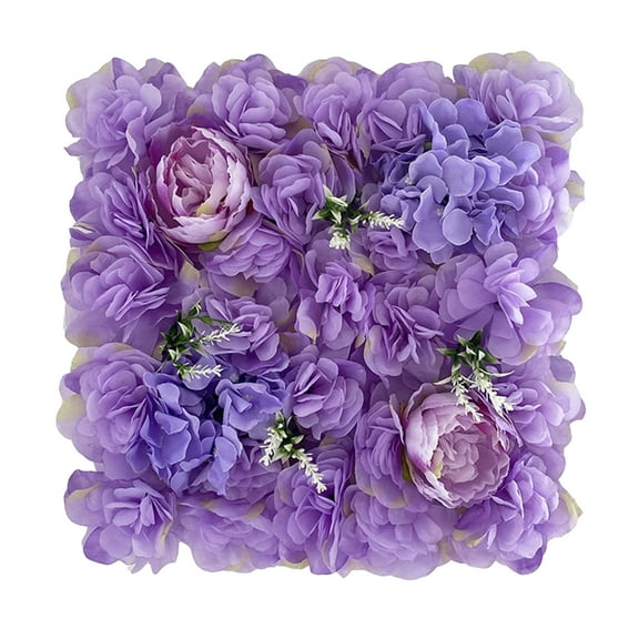 Luckky Purple Artificial Flower Wall Backdrop, 13.7in Roses Wall Background Panels 3D Floral Wall Decor for Bridal Shower Wedding Anniversary Party Birthday Party (1PCS)