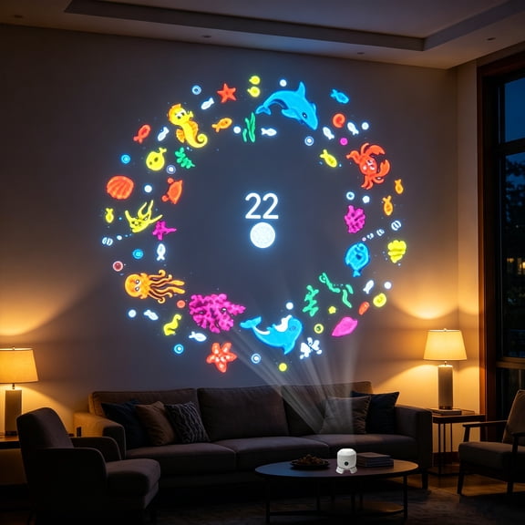 Luckky Rechargeable Rotating LED Projector Night Light,Marine Organisms Projection Lamp,USB Charging Decorative Projector Light for Bedroom,Holiday Party,Indoor Festive Home Decoration