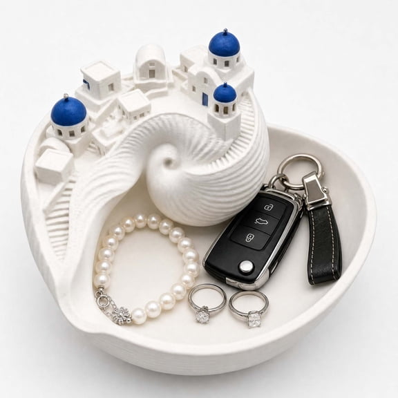 Luckky Santorini Catchall Bowl,3D Printed Catch All Tray Organizer,for Desk and Shelf Decor