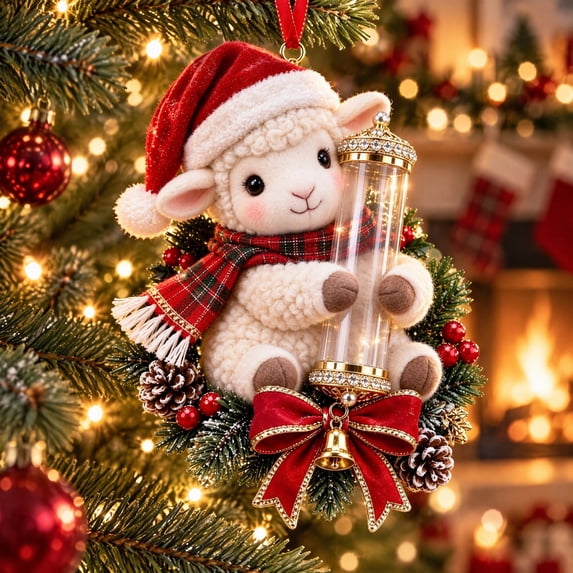 Luckky Sheep Christmas Cash Holder Ornament, Reusable Money Gift Hanging Ornament, Xmas Tree Decor for Cash Present