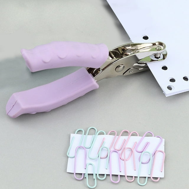 Luckky Single Hole Punch, Handheld Hole Paper Punch Puncher for Craft Paper Tags Clothing Ticket DIY Scrapbook Tool, with Purple Soft Handheld Grip (Small Circle 0.24 inch)
