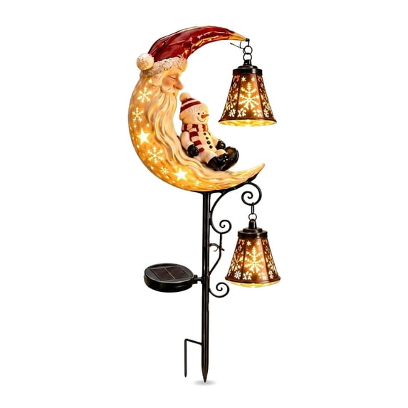 Luckky Solar Christmas Garden Stake Light,Santa Claus Hanging Lantern Outdoor Decor,Waterproof LED Solar Powered Landscape Light,Holiday Decoration for Lawn,Pathway,Patio & Porch